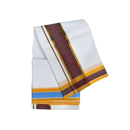 MEN COTTON 3 INCH DESIGN PATE PANCHAKACHAM DHOTI - 9X5