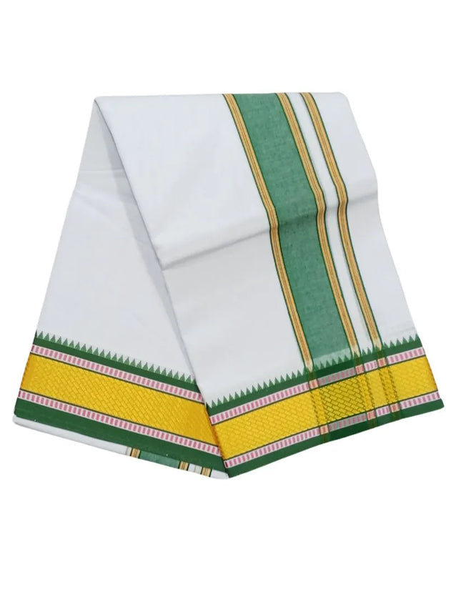 Men Cotton 3INCH New Pet Double Dhoti- 3.66m