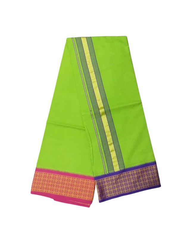 Men Cotton 4 Inch Colour Border Single Dhoti- 2M