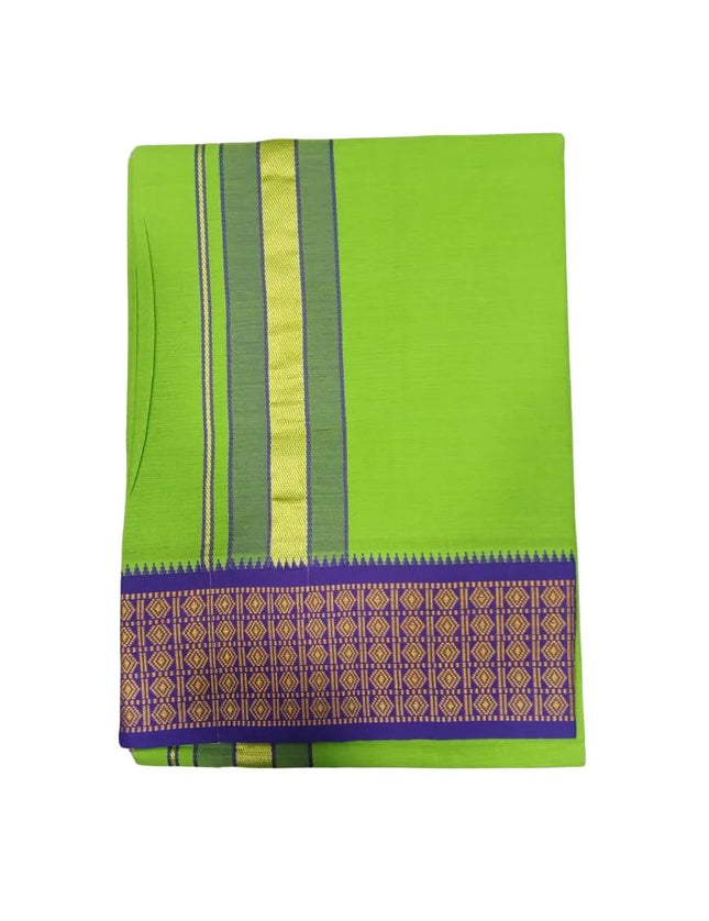Men Cotton 4 Inch Colour Border Single Dhoti- 2M