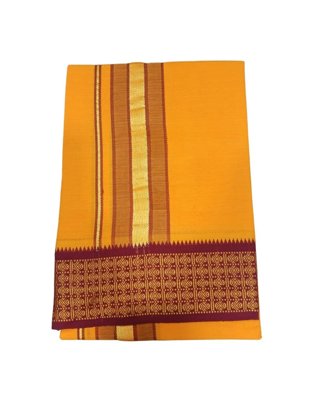 Men Cotton 4 Inch Colour Border Single Dhoti- 2M