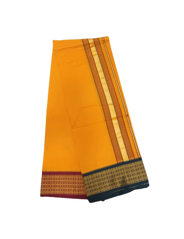 Men Cotton 4 Inch Colour Border Single Dhoti- 2M