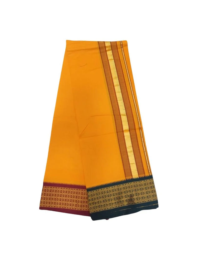 Men Cotton 4 Inch Colour Border Single Dhoti- 2M