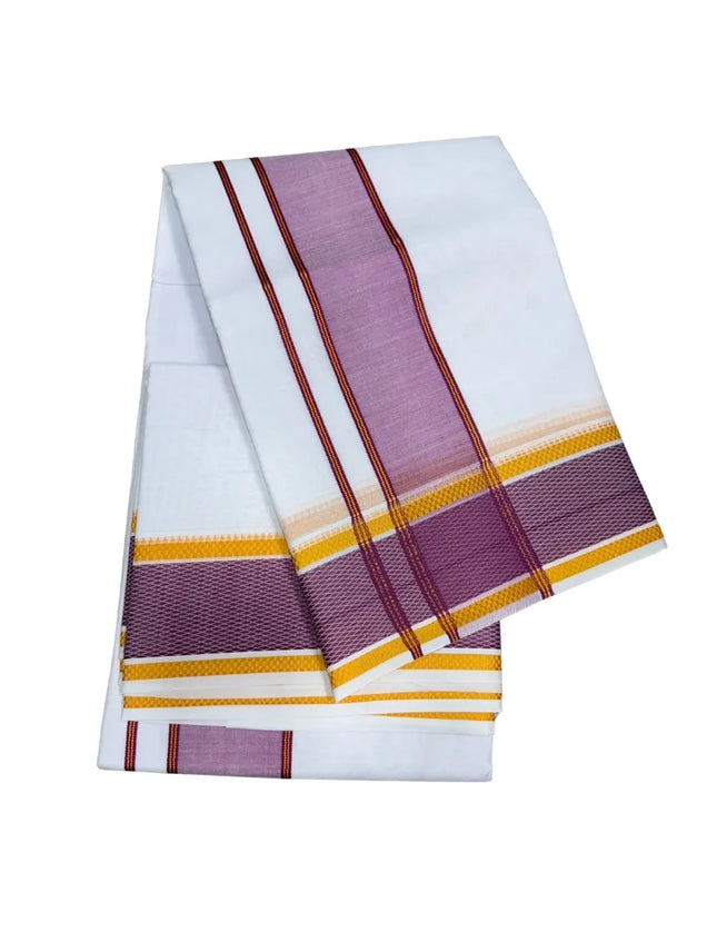 MEN COTTON 4 INCH GEMINI PATE PANCHAKACHAM DHOTI - 9X5