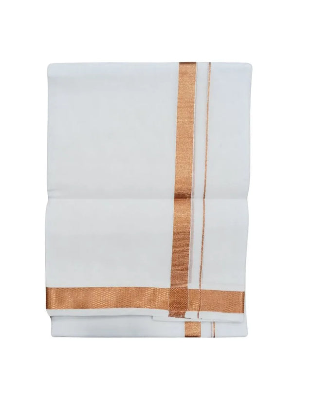 Men Cotton 50K Copper Double Dhoti- 3.66m