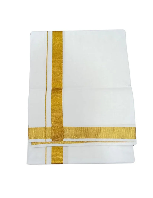 Men Cotton 50K Jari  Border Single Dhoti- 2M