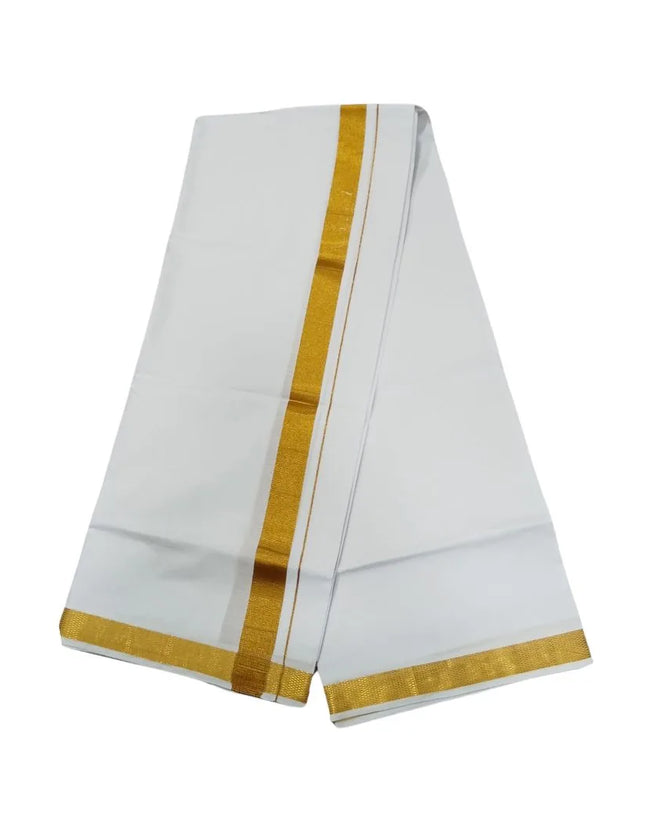 Men Cotton 50K Jari  Border Single Dhoti- 2M