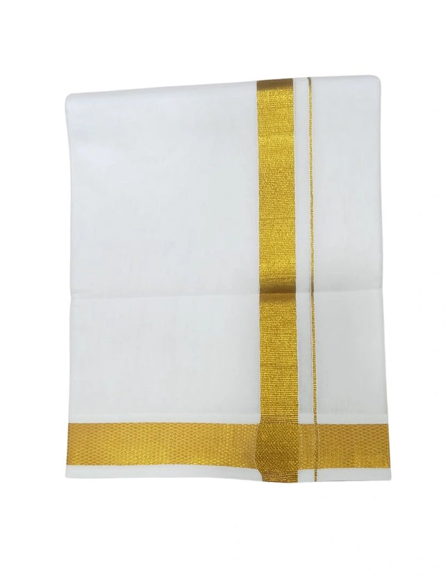 Men Cotton 50K Jari Double Dhoti- 3.66m