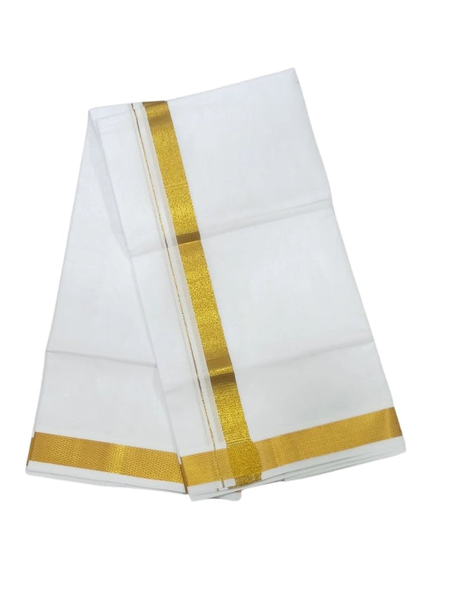 Men Cotton 50K Jari Double Dhoti- 3.66m