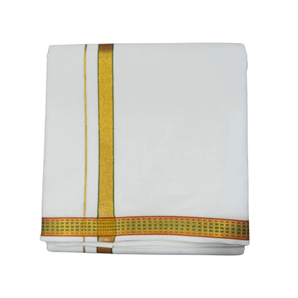 Men Cotton 5 Button Bleached Panchakacham Dhoti 9x5