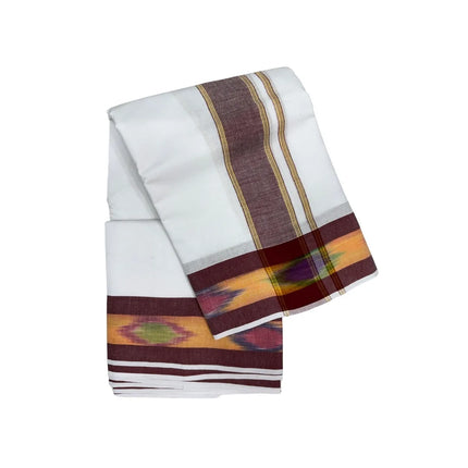 MEN COTTON 5 INCH POCHAMPALLI BORDER PANCHAKACHAM DHOTI - 9X5
