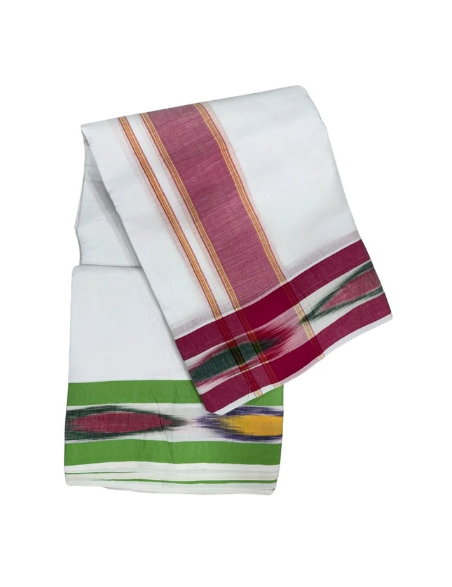 MEN COTTON 5 INCH POCHAMPALLI BORDER PANCHAKACHAM DHOTI - 9X5