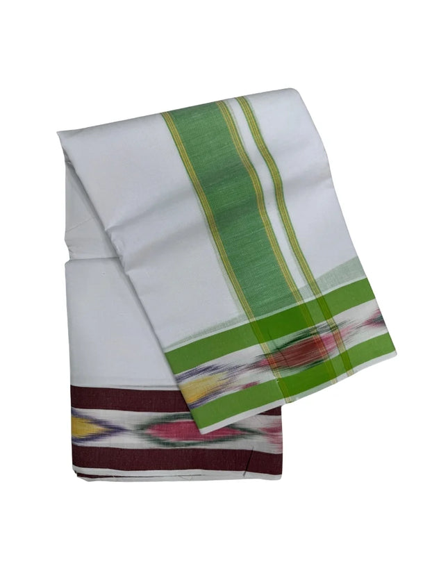 MEN COTTON 5 INCH POCHAMPALLI BORDER PANCHAKACHAM DHOTI - 9X5