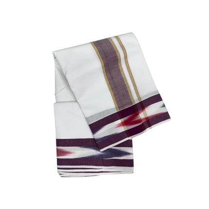 MEN COTTON 5 INCH POCHAMPALLI BORDER PANCHAKACHAM DHOTI - 9X5