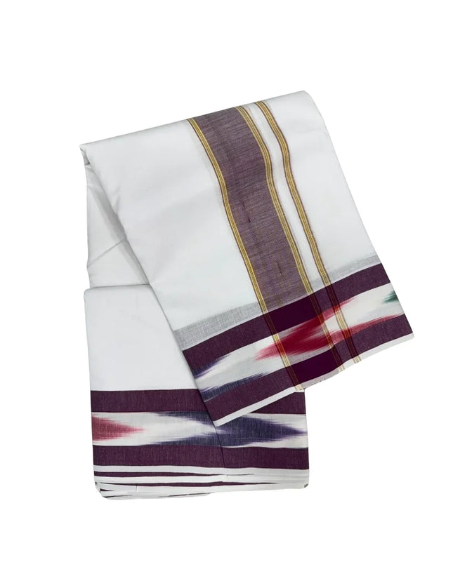 MEN COTTON 5 INCH POCHAMPALLI BORDER PANCHAKACHAM DHOTI - 9X5