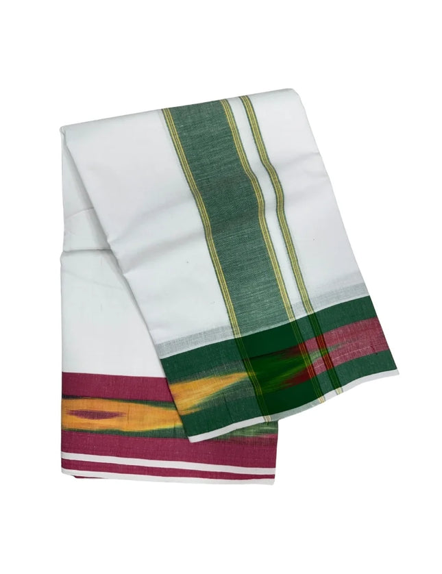 MEN COTTON 5 INCH POCHAMPALLI BORDER PANCHAKACHAM DHOTI - 9X5