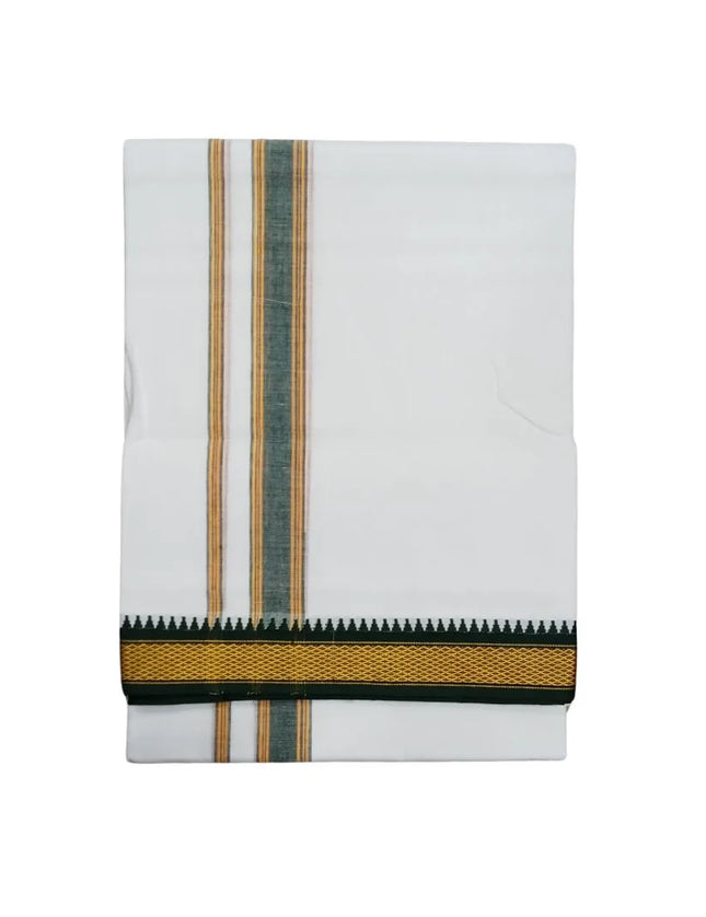 Men Cotton 5KAN Korvai Double Dhoti- 3.66m