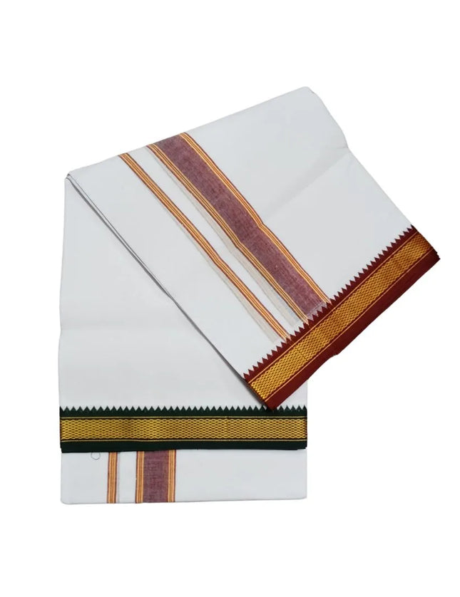Men Cotton 5KAN Korvai Double Dhoti- 3.66m