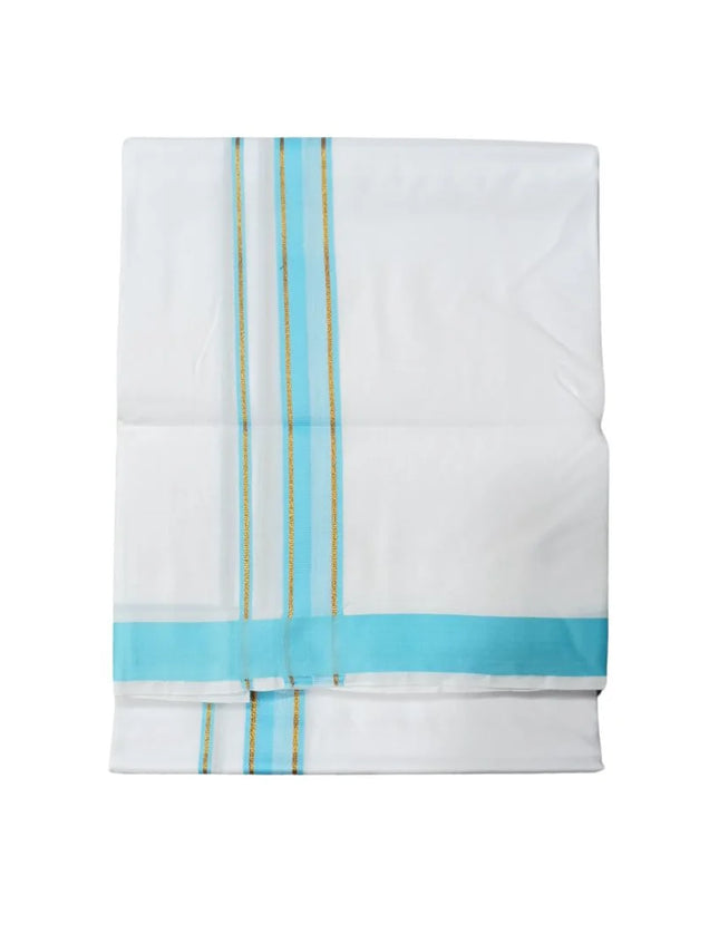 Men Cotton Butterfly 1 Inch Design Double Dhoti- 4M