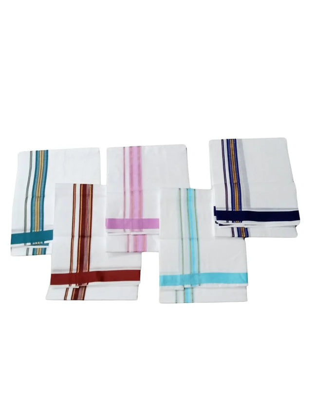 Men Cotton Butterfly 1 Inch Design Double Dhoti- 4M