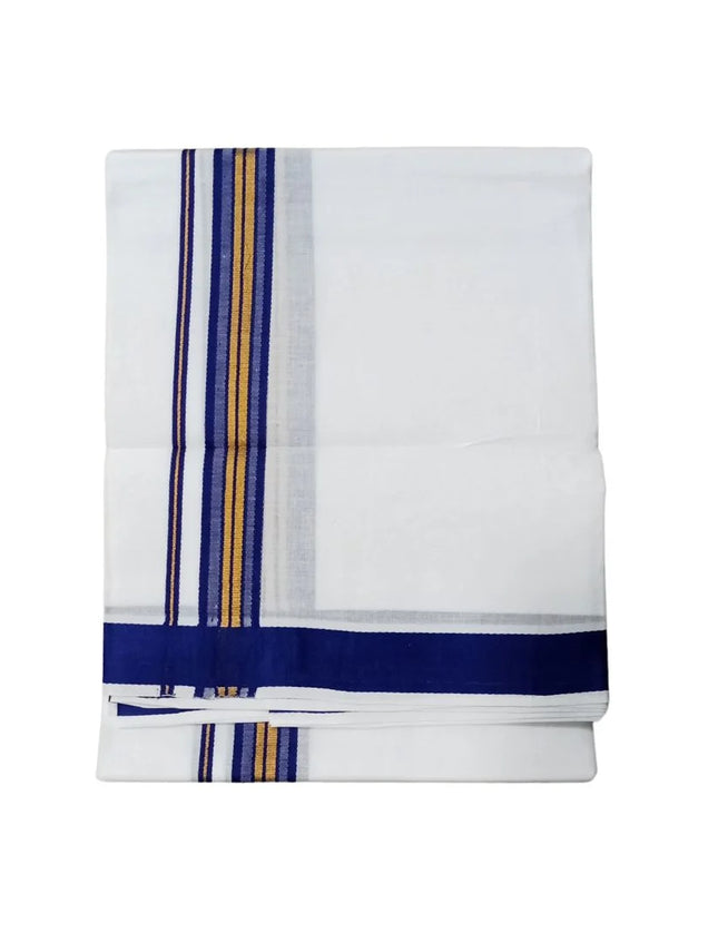 Men Cotton Butterfly 1 Inch Design Double Dhoti- 4M