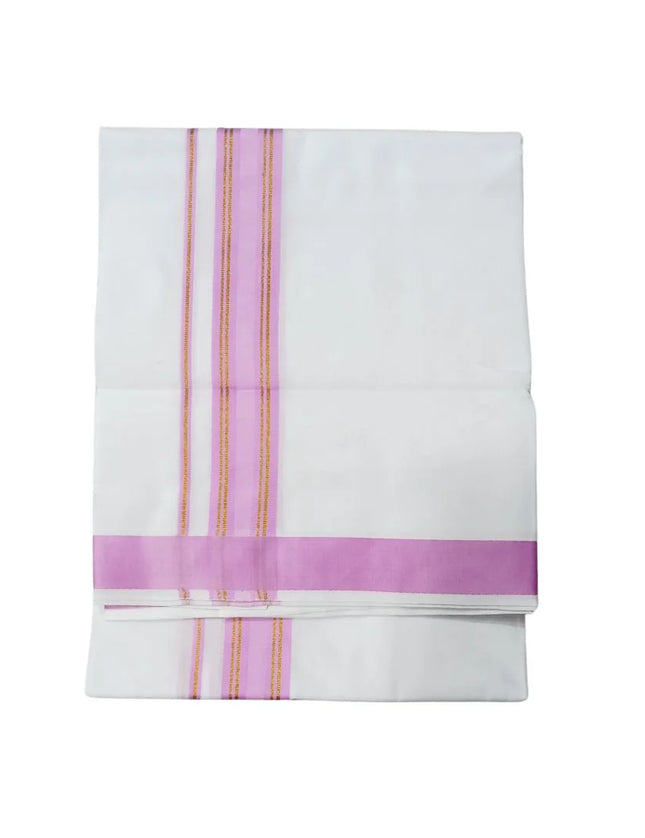 Men Cotton Butterfly 1 Inch Design Double Dhoti- 4M