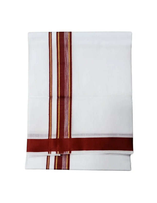 Men Cotton Butterfly 1 Inch Design Double Dhoti- 4M