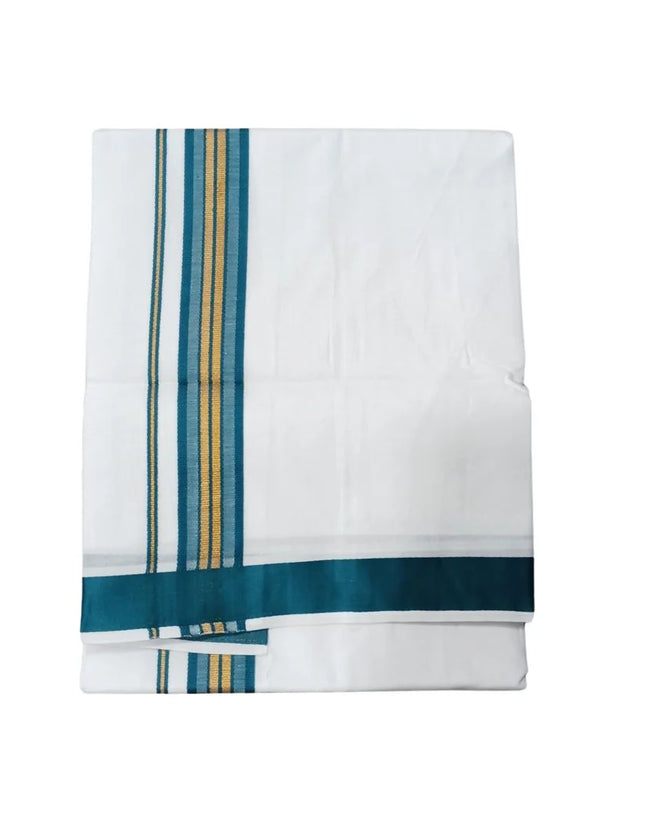 Men Cotton Butterfly 1 Inch Design Double Dhoti- 4M