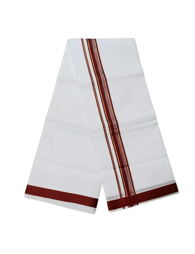 Men Cotton Butterfly 1 Inch Design Double Dhoti- 4M
