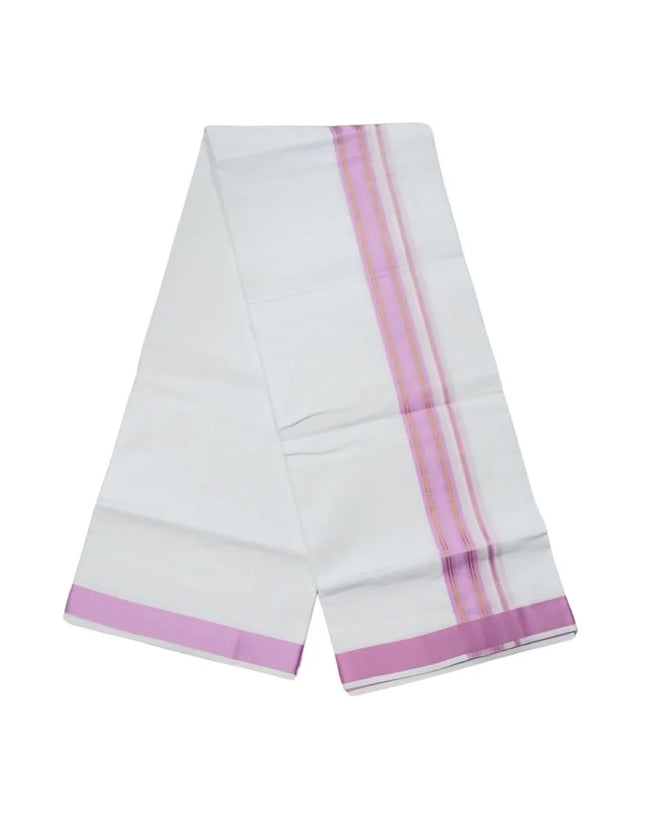 Men Cotton Butterfly 1 Inch Design Double Dhoti- 4M