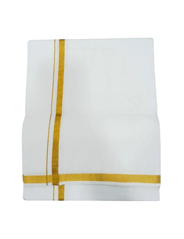 Men Cotton Chakra 30K Jari Double Dhoti- 3.66m