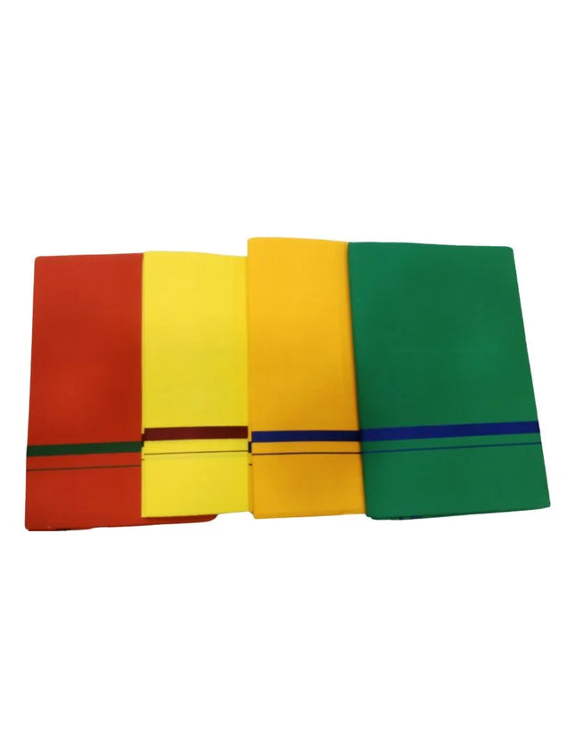 Men Cotton Colour Gundanju Border Single Dhoti- 2M