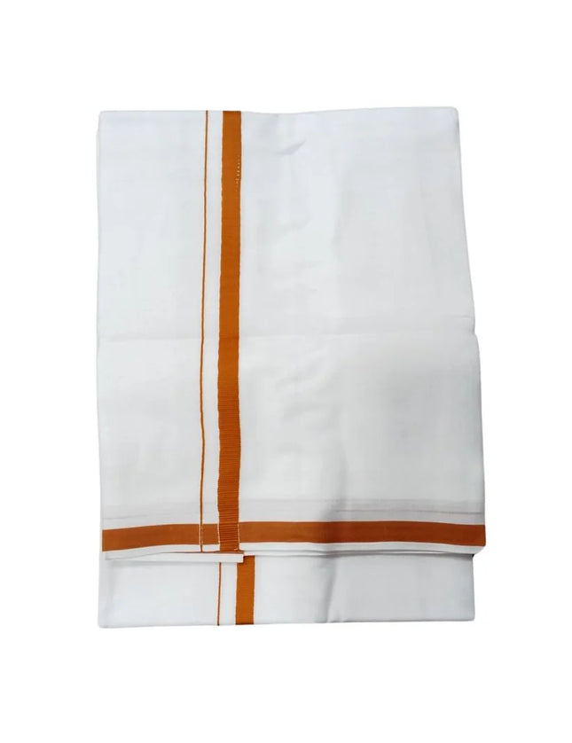 Men Cotton Gundanju Bleached Double Dhoti- 3.60m