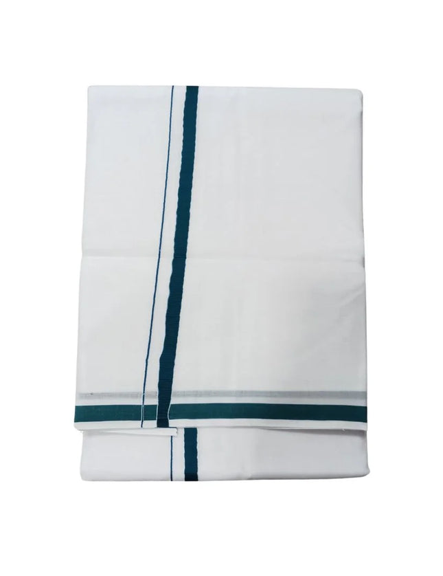 Men Cotton Gundanju Bleached Double Dhoti- 3.60m