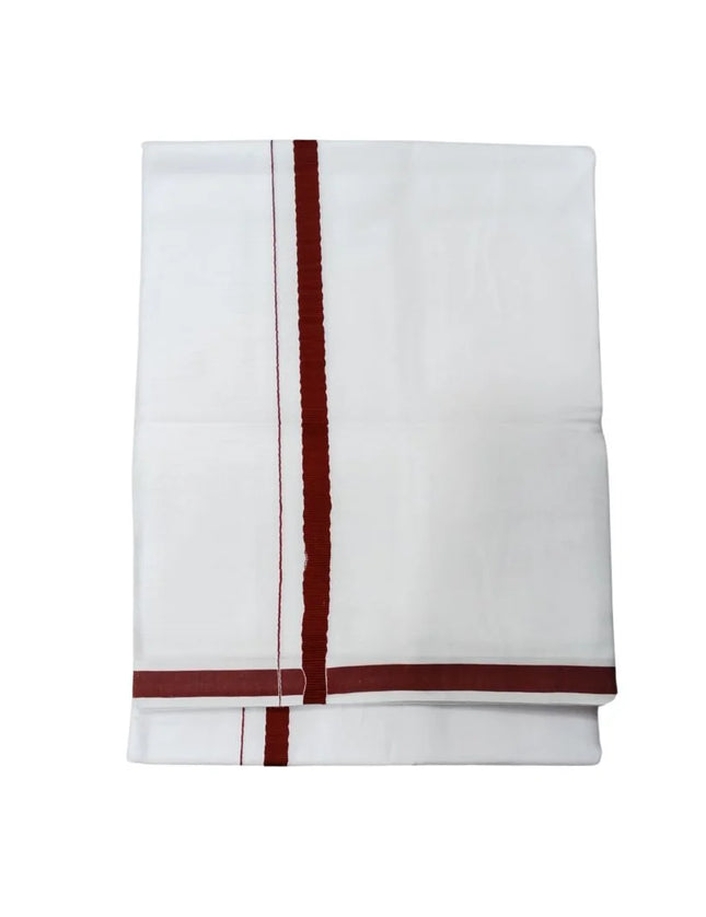 Men Cotton Gundanju Bleached Double Dhoti- 3.60m