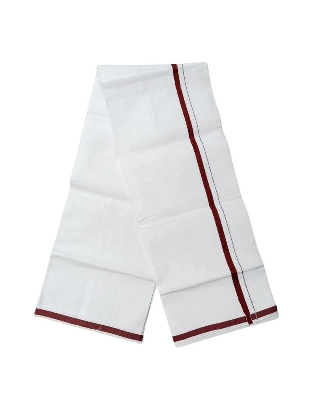Men Cotton Gundanju Bleached Double Dhoti- 3.60m