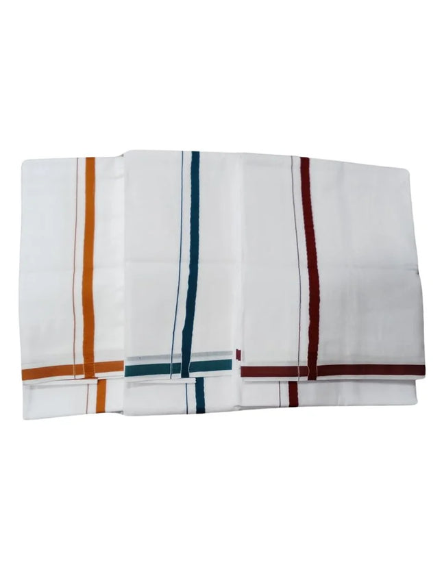 Men Cotton Gundanju Bleached Double Dhoti- 3.60m