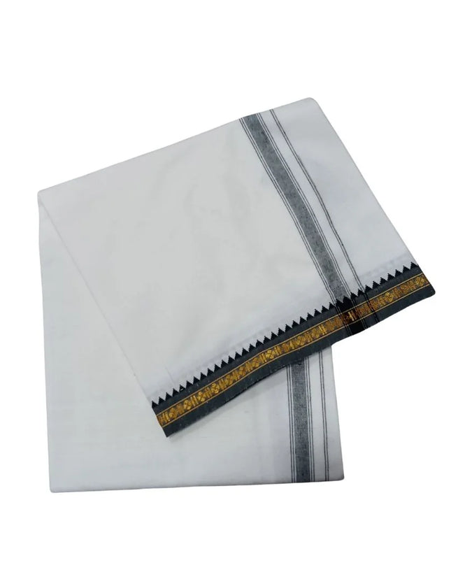 Men Cotton Mayilkan Border Single Dhoti- 2M