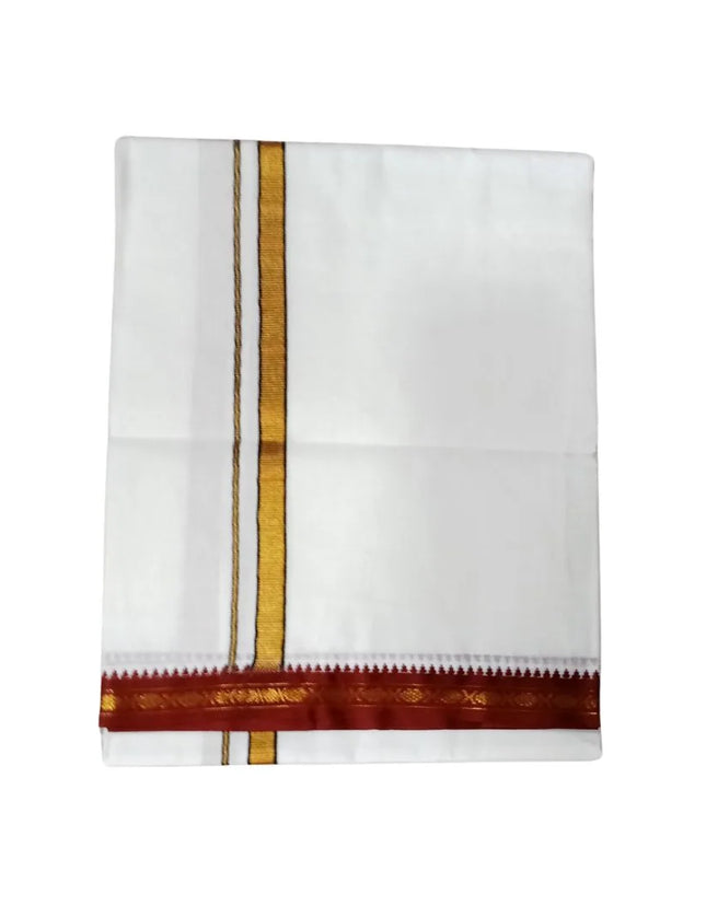 Men Cotton MLA Pettu Jarigai Border Single Dhoti- 2M