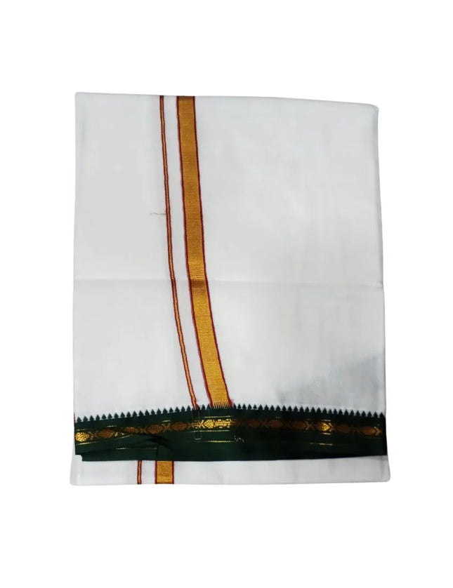 Men Cotton MLA Pettu Jarigai Border Single Dhoti- 2M