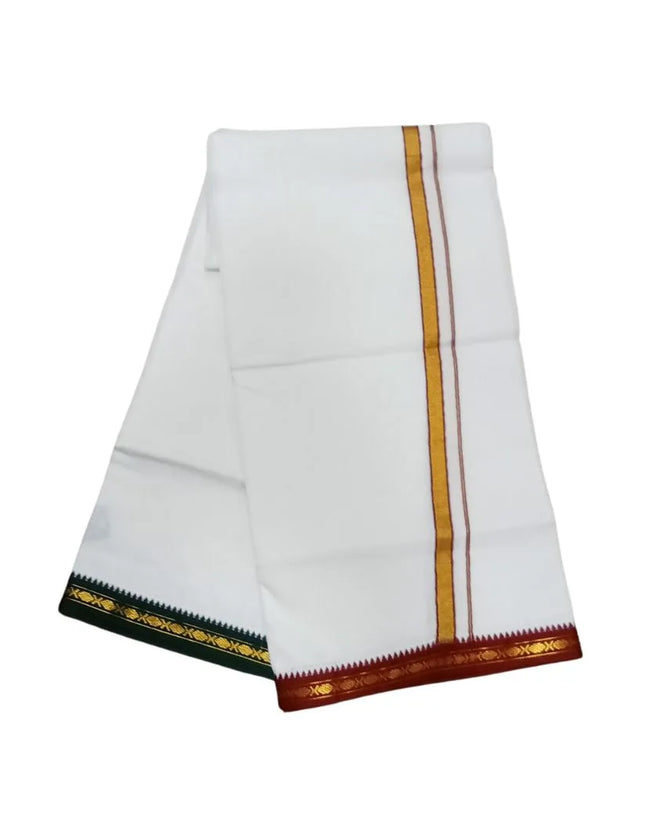 Men Cotton MLA Pettu Jarigai Border Single Dhoti- 2M