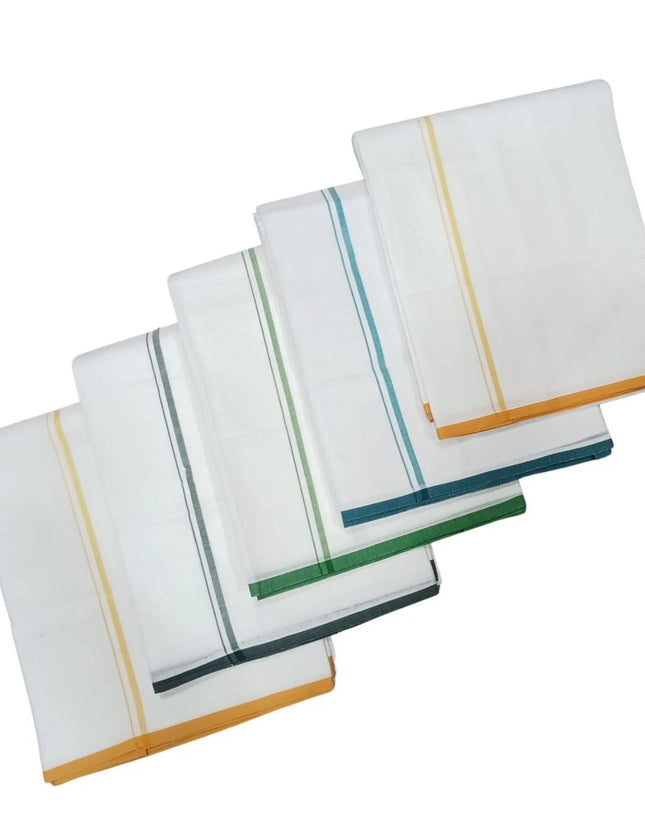 Men Cotton Orakkarai Bleached Double Dhoti- 3.60m