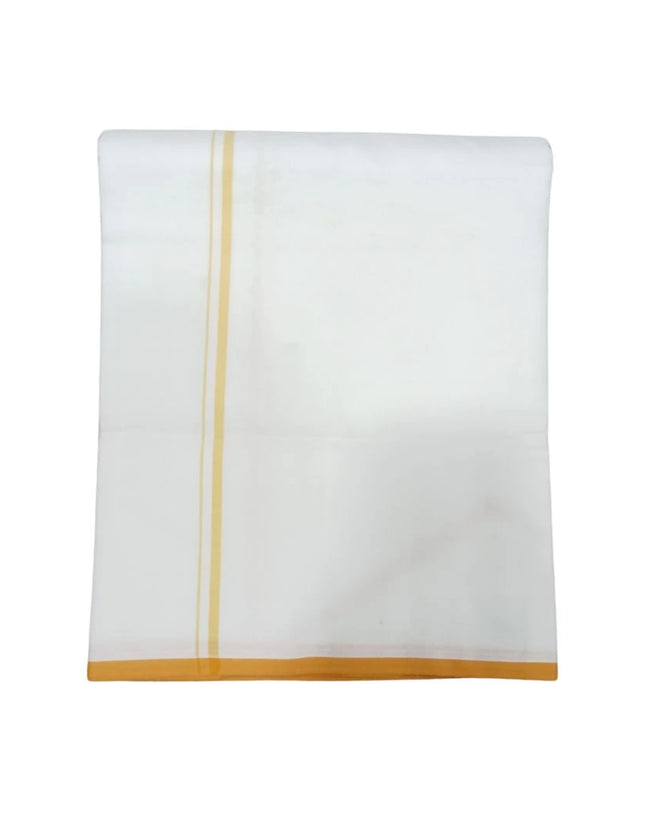 Men Cotton Orakkarai Bleached Double Dhoti- 3.60m