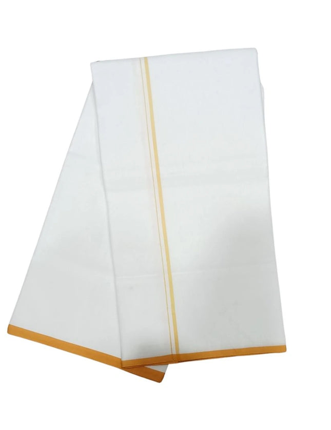 Men Cotton Orakkarai Bleached Double Dhoti- 3.60m