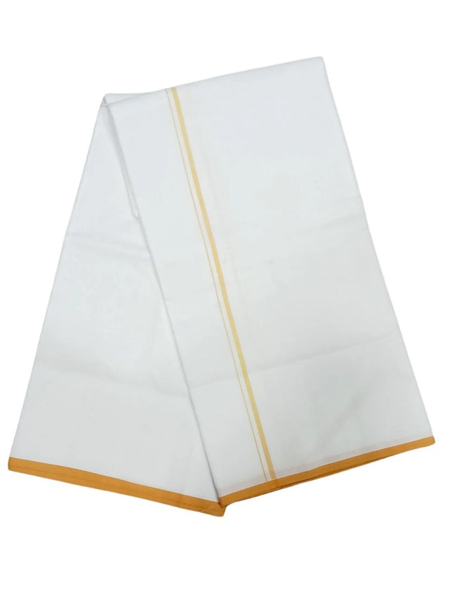 Men Cotton Orakkarai Bleached Double Dhoti- 3.60m