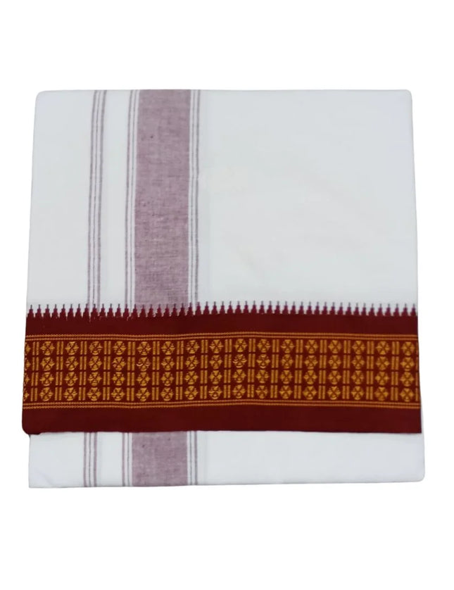 Men Cotton Rc Bethroid Border Single Dhoti- 2M