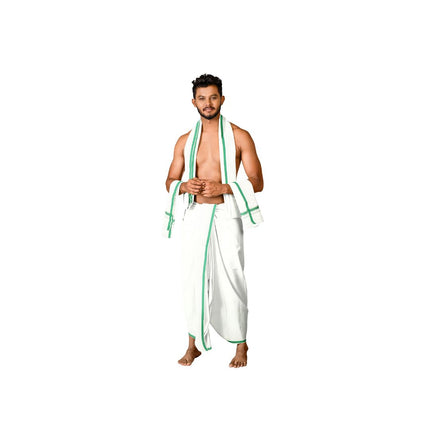Men Pure Cotton 3x4inch Super Nice Panchakacham Dhoti-9x6
