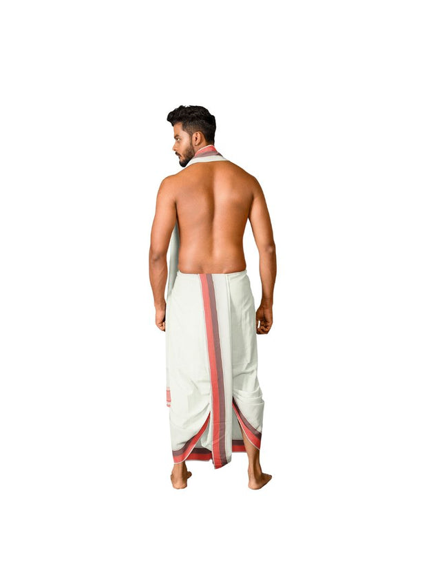 Men Pure Cotton D65 Fancy Seer Panchakacham Dhoti- 10x6