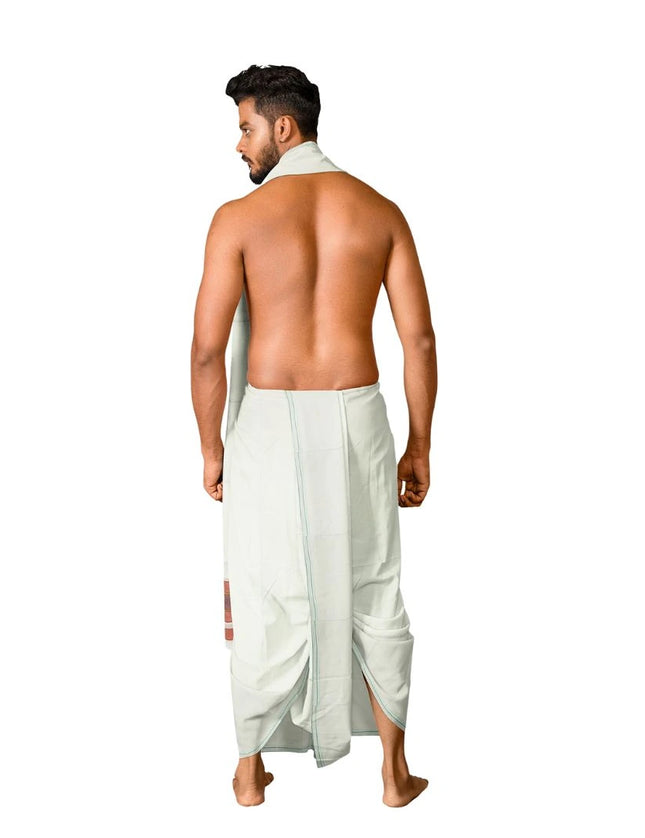 Men Pure Cotton Small Ayyangar Panchakacham Dhoti- 10x6