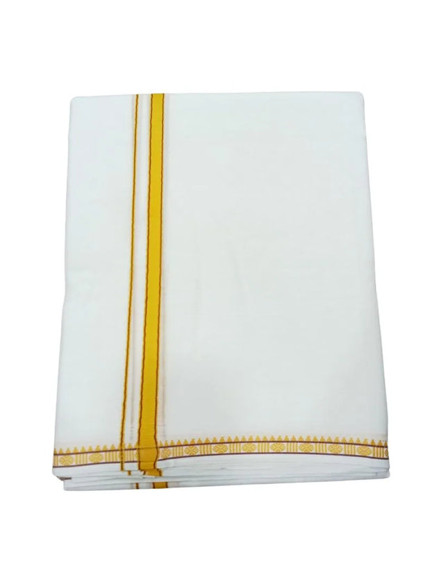 Men Pure Cotton Single Rudrassai White Panchakacham Dhoti-9x5